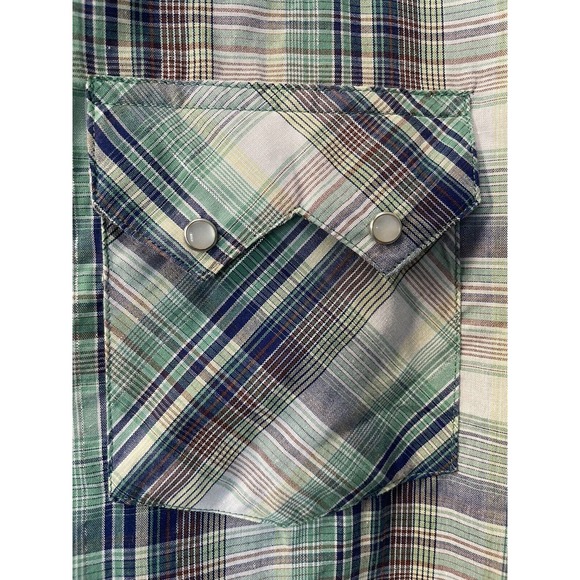 Vintage Rustler by Wrangler Pearl Snap Plaid Button Down Shirt Size XL - Picture 4 of 9